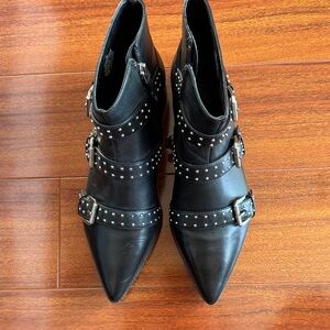 Nine West Black Studded Buckle Booties